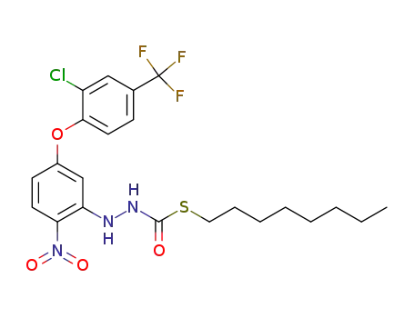 Molecular Structure of 75131-53-2 (2-chloro-4-trifluoromethyl-3'-(n-octylthio)carbonylhydrazino-4'-nitrodiphenyl ether)