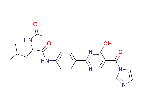 Molecular Structure of 76718-53-1 (2-[4-(N-acetyl-DL-leucylamino)phenyl]-4-hydroxy-5-pyrimidine carboxylic acid imidazolide)