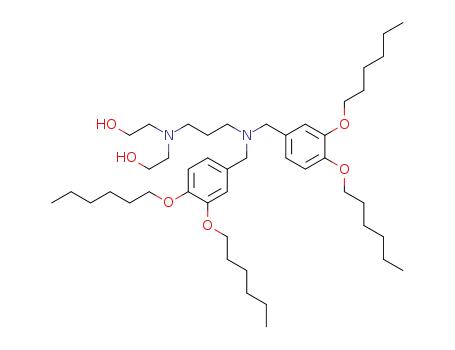 Molecular Structure of 37515-07-4 (Ethanol,
2,2'-[[3-[bis[[3,4-bis(hexyloxy)phenyl]methyl]amino]propyl]imino]bis-)