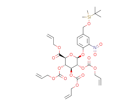 allyl 1-(4-(tert-butyldimethylsilyloxy)methyl-2-nitrophenyl)-2,3,4-tri-O-allyloxycarbonyl-β-D-glucuronate