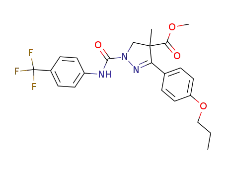 Molecular Structure of 116954-19-9 (methyl 4-methyl-3-(4-propoxyphenyl)-1-{[4-(trifluoromethyl)phenyl]carbamoyl}-4,5-dihydro-1H-pyrazole-4-carboxylate)