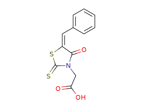 Molecular Structure of 82159-06-6 ((5-BENZYLIDENE-4-OXO-2-THIOXO-THIAZOLIDIN-3-YL)-ACETIC ACID)