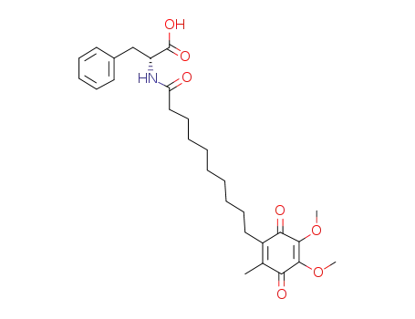 Molecular Structure of 89048-50-0 (D-Phenylalanine,
N-[10-(4,5-dimethoxy-2-methyl-3,6-dioxo-1,4-cyclohexadien-1-yl)-1-oxo
decyl]-)