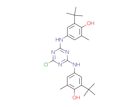Molecular Structure of 66009-81-2 (Phenol,
4,4'-[(6-chloro-1,3,5-triazine-2,4-diyl)diimino]bis[2-(1,1-dimethylethyl)-6-
methyl-)