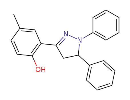 Molecular Structure of 22877-14-1 (Phenol, 2-(4,5-dihydro-1,5-diphenyl-1H-pyrazol-3-yl)-4-methyl-)