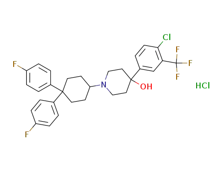 1-(4,4-Bis(p-fluorophenyl)cyclohexyl)-4-(4-chloro-3-trifluoromethylphenyl)-4-piperidinol HCl