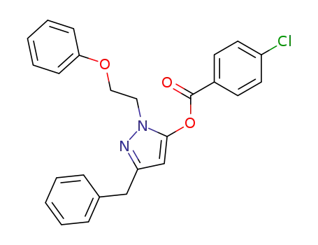 Molecular Structure of 62270-41-1 (Benzoic acid, 4-chloro-,
1-(2-phenoxyethyl)-3-(phenylmethyl)-1H-pyrazol-5-yl ester)