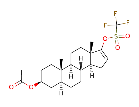 Molecular Structure of 91934-55-3 (3β-acetoxy-5α-androsta-16-ene-17-yl trifluoromethanesulfonate)