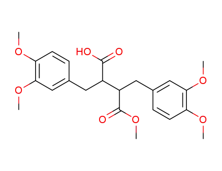 Molecular Structure of 93578-39-3 (Butanedioic acid, 2,3-bis[(3,4-dimethoxyphenyl)methyl]-, monomethyl
ester)