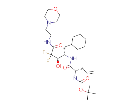 Molecular Structure of 137302-30-8 (1,1-dimethylethyl <1-<<<1(S)-(cyclohexylmethyl)-3,3-difluoro-2(R)-hydroxy-4-<<2-(4-morpholinyl)ethyl>amino>-4-oxobutyl>amino>carbonyl>-3(S)-butenyl>carbamate)