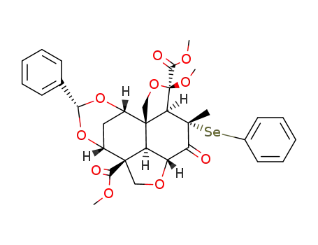 dimethyl (2aR,4S,4aS,5S,7aS,8S,10R,10aR,10bR)-5-methoxy-4-methyl-3-oxo-8,10-phenylmethylenedioxy-4-phenylselenenoperhydronaphtho<1,8-bc:4,4a-c'>difuran-5,10a-dicarboxylate
