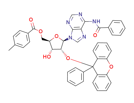 Molecular Structure of 121512-96-7 (6-N-benzoyl-2'-O-pixyl-5'-O-toluoyladenosine)