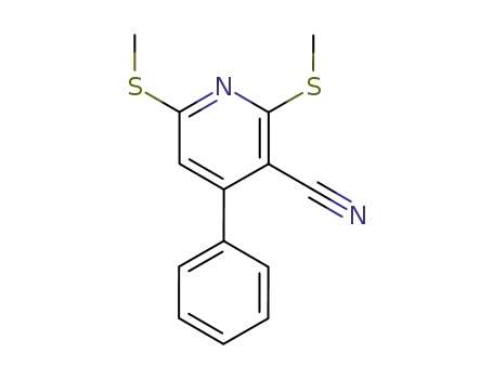 Molecular Structure of 79111-71-0 (3-Pyridinecarbonitrile, 2,6-bis(methylthio)-4-phenyl-)