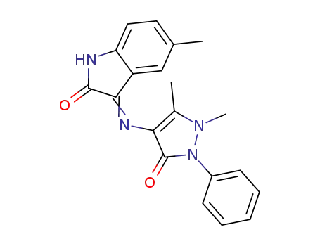 Molecular Structure of 81912-97-2 (2H-Indol-2-one,
3-[(2,3-dihydro-1,5-dimethyl-3-oxo-2-phenyl-1H-pyrazol-4-yl)imino]-1,3-
dihydro-5-methyl-)