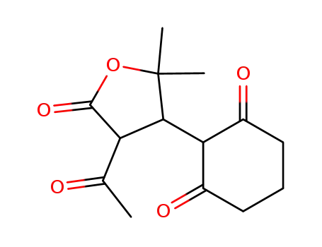 Molecular Structure of 89129-56-6 (1,3-Cyclohexanedione,
2-(4-acetyltetrahydro-2,2-dimethyl-5-oxo-3-furanyl)-)