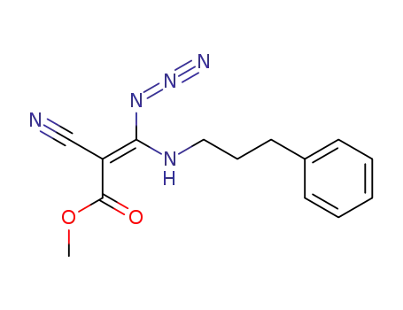 Molecular Structure of 130148-78-6 (3-Azido-2-cyan-3-(3-phenylpropylamino)acrylsaeure-methylester)
