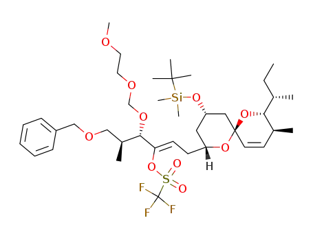 Trifluoro-methanesulfonic acid (2S,3S)-4-benzyloxy-1-[2-[(2R,4S,6S,8R,9S)-8-((S)-sec-butyl)-4-(tert-butyl-dimethyl-silanyloxy)-9-methyl-1,7-dioxa-spiro[5.5]undec-10-en-2-yl]-eth-(Z)-ylidene]-2-(2-methoxy-ethoxymethoxy)-3-methyl-butyl ester