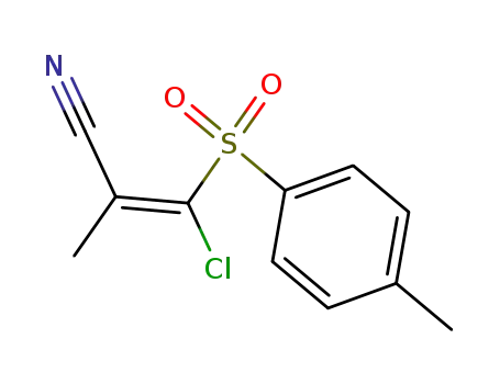 Molecular Structure of 88703-72-4 (2-Propenenitrile, 3-chloro-2-methyl-3-[(4-methylphenyl)sulfonyl]-, (E)-)