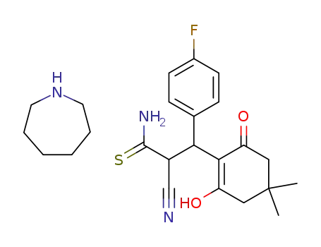 2-Cyano-3-(4-fluoro-phenyl)-3-(2-hydroxy-4,4-dimethyl-6-oxo-cyclohex-1-enyl)-thiopropionamide; compound with azepane