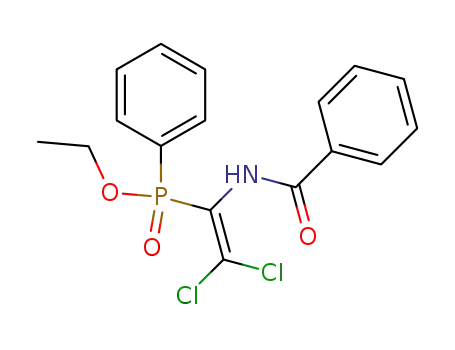 Molecular Structure of 60367-17-1 (Phosphinic acid, [1-(benzoylamino)-2,2-dichloroethenyl]phenyl-, ethyl
ester)