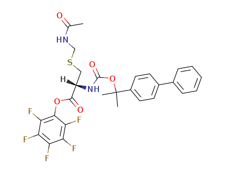 Molecular Structure of 73363-56-1 (N<1-(4-biphenylyl)-1-methylethoxycarbonyl>-S-(acetamidomethyl)-L-cysteine pentafluorophenyl ester)