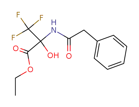 Molecular Structure of 126535-82-8 (Ethyl 2-phenylacetylamino-2-hydroxy-3,3,3-trifluoropropionate)