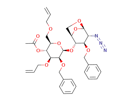 4-O-(4-O-acetyl-3,6-di-O-allyl-2-O-benzyl-β-D-mannopyranosyl)-1,6-anhydro-2-azido-3-O-benzyl-2-deoxy-β-D-glucopyranose