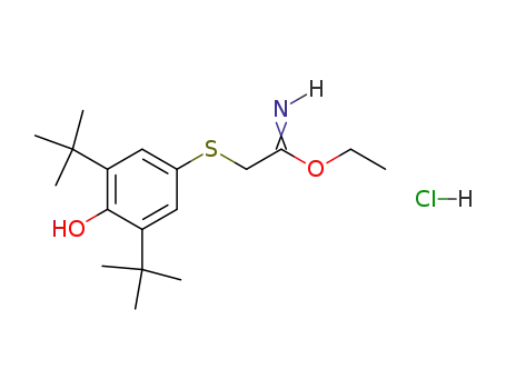 Ethanimidic acid, 2-[[3,5-bis(1,1-dimethylethyl)-4-hydroxyphenyl]thio]-,
ethyl ester, hydrochloride