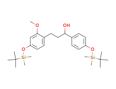 Molecular Structure of 82861-24-3 (3-[4-(tert-Butyl-dimethyl-silanyloxy)-2-methoxy-phenyl]-1-[4-(tert-butyl-dimethyl-silanyloxy)-phenyl]-propan-1-ol)