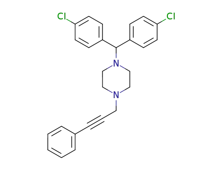 Molecular Structure of 137242-74-1 (1-<bis(4-chlorophenyl)methyl>-4-(3-phenyl-2-propynyl)piperazine)