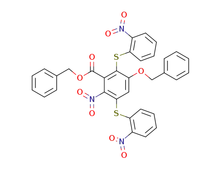 Molecular Structure of 75355-08-7 (benzyl 2-nitro-3,6-di(2-nitrophenylthio)-5-benzyloxybenzoate)