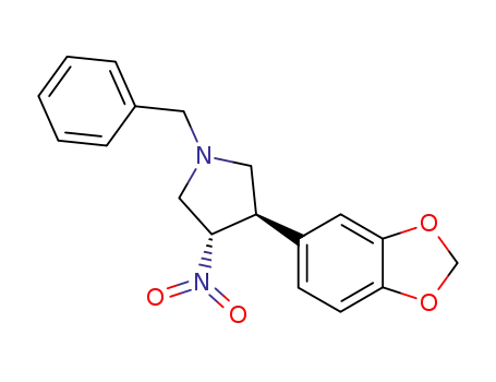Molecular Structure of 87813-04-5 ((3R,4S)-3-Benzo[1,3]dioxol-5-yl-1-benzyl-4-nitro-pyrrolidine)