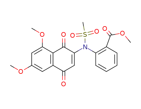 Molecular Structure of 153779-36-3 (N-mesyl-6,8-dimethoxy-2-(2-methoxycarbonylanilino)-p-naphthoquinone)