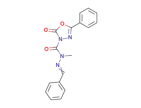 Molecular Structure of 121649-15-8 (2-Oxo-5-phenyl-[1,3,4]oxadiazole-3-carboxylic acid N-methyl-N'-[1-phenyl-meth-(E)-ylidene]-hydrazide)