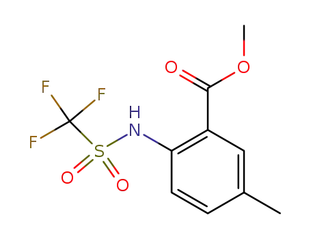 Molecular Structure of 125665-64-7 (Benzoic acid, 5-methyl-2-[[(trifluoromethyl)sulfonyl]amino]-, methyl ester)