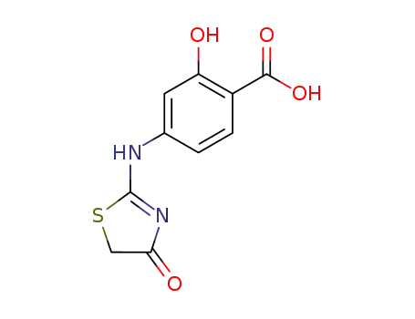 Molecular Structure of 81059-99-6 (2-(4-carboxy-3-hydroxyphenyl)amino-Δ<sup>2</sup>-thiazolin-4-one)