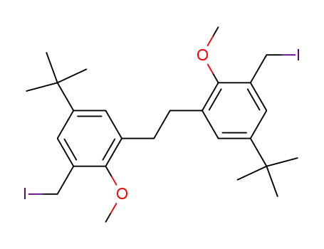 Molecular Structure of 76447-57-9 (Benzene,
1,1'-(1,2-ethanediyl)bis[5-(1,1-dimethylethyl)-3-(iodomethyl)-2-methoxy-)