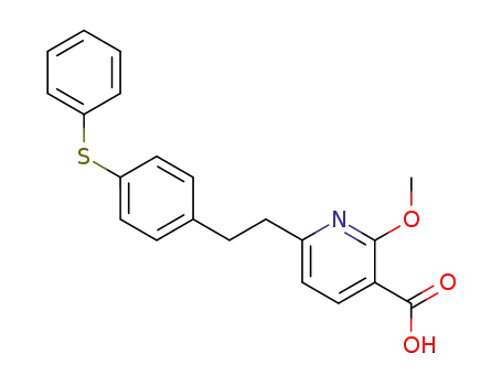 Molecular Structure of 72918-11-7 (2-Methoxy-6-<2-(4'-phenylthio)phenethyl>pyridine-3-carboxylic acid)