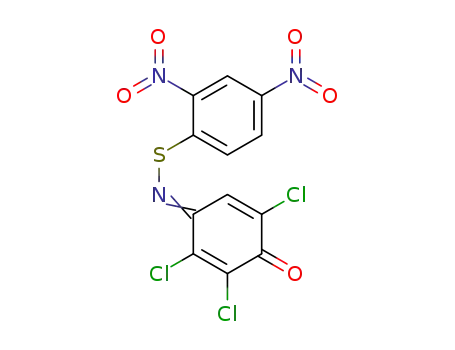 Molecular Structure of 89320-06-9 (Benzenesulfenamide,
2,4-dinitro-N-(2,3,5-trichloro-4-oxo-2,5-cyclohexadien-1-ylidene)-)