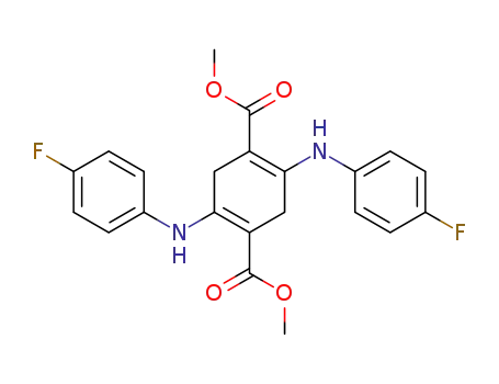 Molecular Structure of 145400-43-7 (1,4-Cyclohexadiene-1,4-dicarboxylic acid,
2,5-bis[(4-fluorophenyl)amino]-, dimethyl ester)