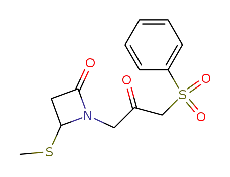 Molecular Structure of 79908-92-2 (2-Azetidinone, 4-(methylthio)-1-[2-oxo-3-(phenylsulfonyl)propyl]-)