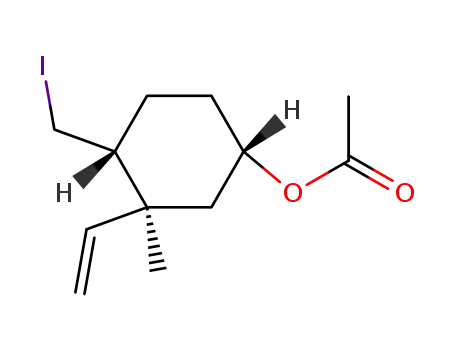 Molecular Structure of 74842-06-1 (5-acetoxy-1-ethenyl-2-(iodomethyl)-1-methylcyclohexane)