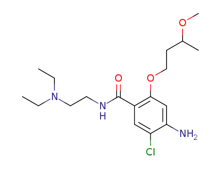 Molecular Structure of 114614-51-6 (4-Amino-5-chloro-N-[2-(diethylamino)ethyl]-2-(3-methoxybut-1-yl)oxybenzamid)