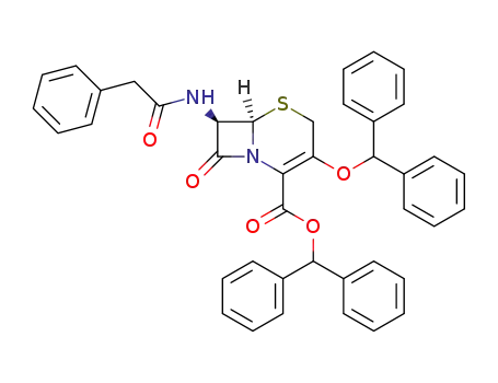 Molecular Structure of 131857-37-9 ((6R,7R)-3-Benzhydryloxy-8-oxo-7-phenylacetylamino-5-thia-1-aza-bicyclo[4.2.0]oct-2-ene-2-carboxylic acid benzhydryl ester)