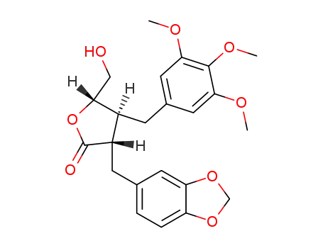 Molecular Structure of 72627-52-2 (3-(1,3-benzodioxol-5-ylmethyl)-5-(hydroxymethyl)-4-(3,4,5-trimethoxybenzyl)dihydrofuran-2(3H)-one (non-preferred name))