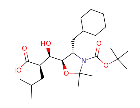 3(R)-<3-(tert-butyloxycarbonyl)-4(S)-(cyclohexylmethyl)-2,2-dimethyl-5(R)-oxazolidinyl>-3-hydroxy-2(R)-isobutylpropanoic acid