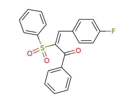 Molecular Structure of 105966-78-7 (2-Propen-1-one, 3-(4-fluorophenyl)-1-phenyl-2-(phenylsulfonyl)-, (E)-)
