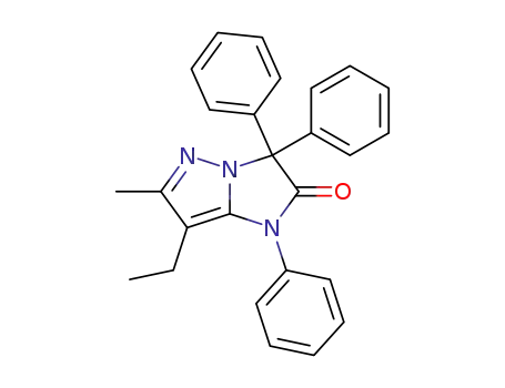 Molecular Structure of 89726-13-6 (1H-Imidazo[1,2-b]pyrazol-2(3H)-one, 7-ethyl-6-methyl-1,3,3-triphenyl-)