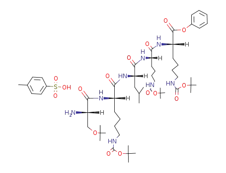 Molecular Structure of 136185-33-6 (H-L-Ser(tBu)-L-Lys(Boc)-L-Leu-L-Lys(Boc)-L-Lys(Boc)-OPh*TosOH)