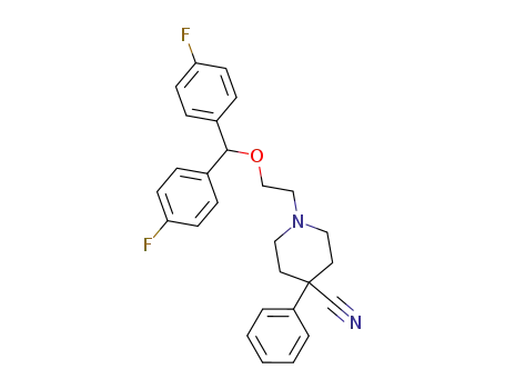 Molecular Structure of 152876-26-1 (1-{2-[Bis-(4-fluoro-phenyl)-methoxy]-ethyl}-4-phenyl-piperidine-4-carbonitrile)